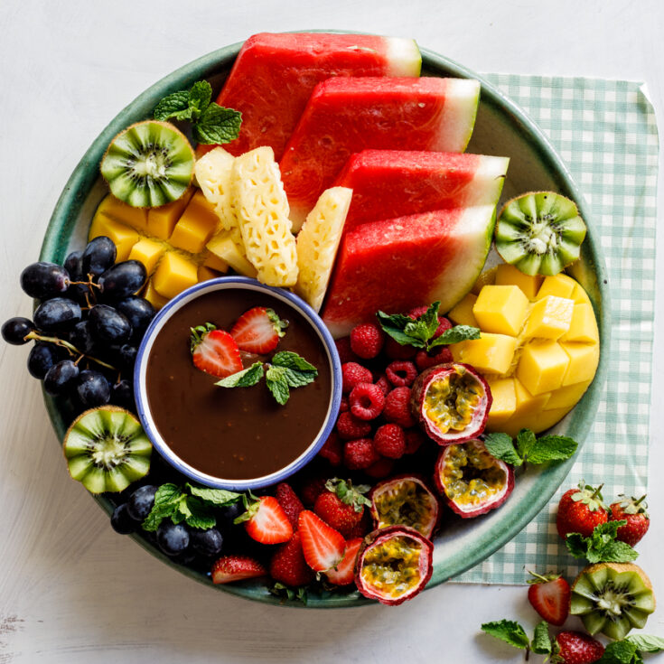Image for Easy Fruit Platter with Coconut and Chocolate Ganache