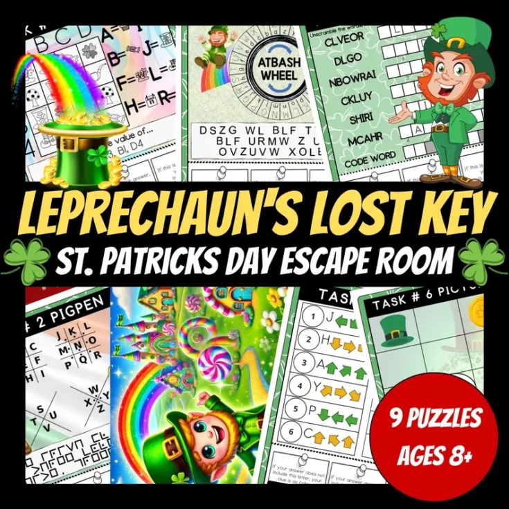Image for Printable St Patrick's Day Escape Room for Kids