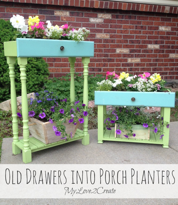 Image for Old Drawers into Porch Planters