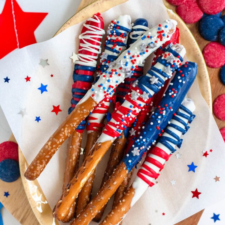 Image for Fourth of July Pretzel Rods - Patriotic White Chocolate Pretzels