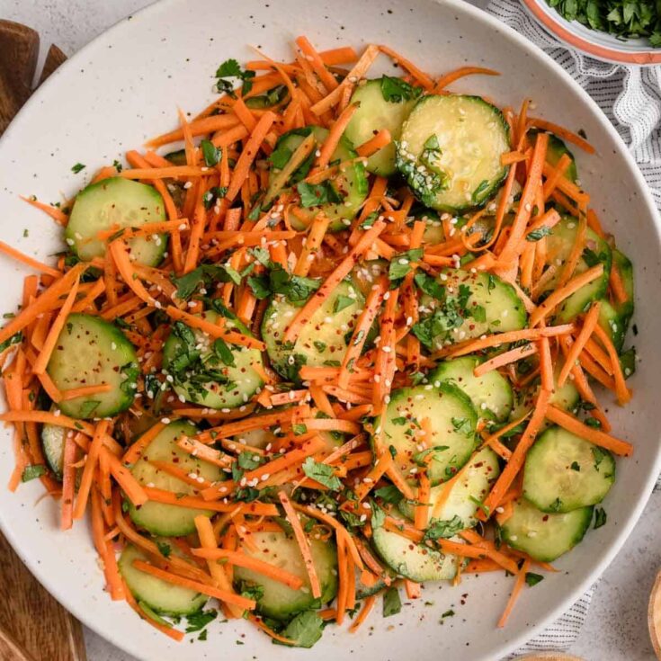 Image for Easy Cucumber Carrot Salad with Sesame Asian Dressing