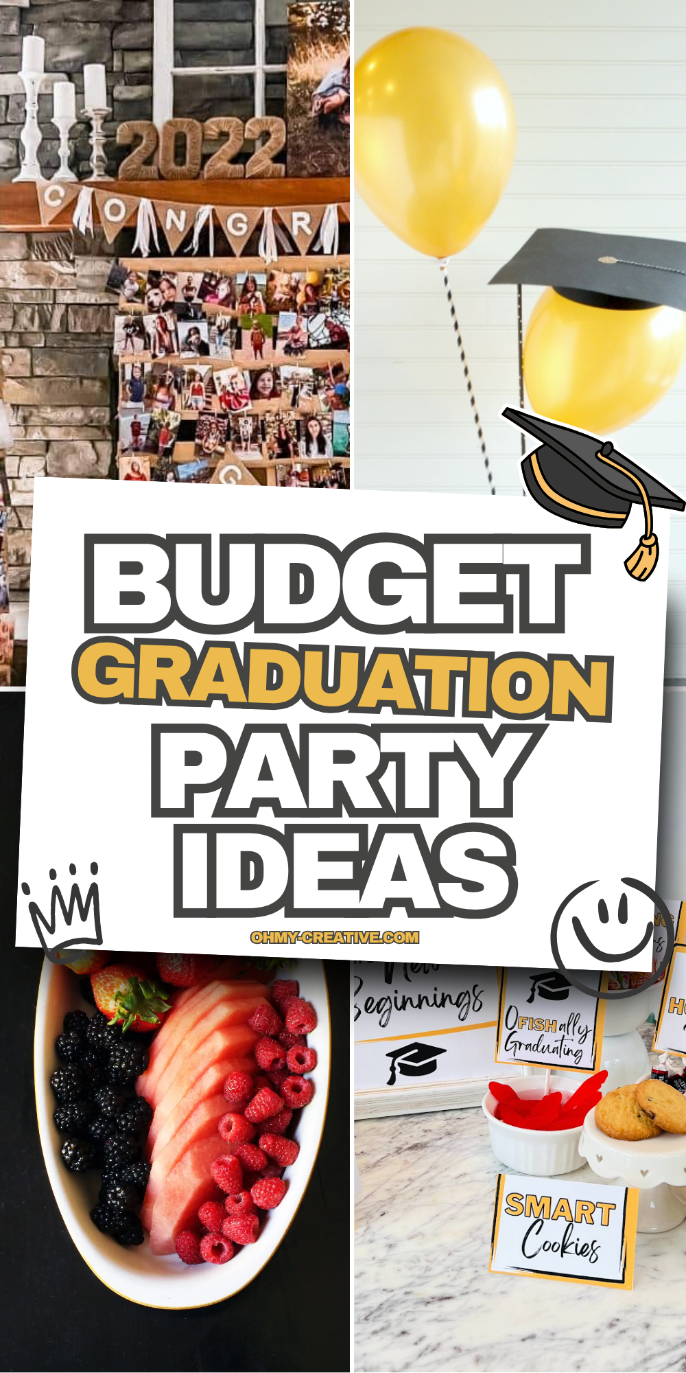 A collage image of Budget Graduation Party Ideas that can help you throw a fun and meaningful celebration without spending too much!