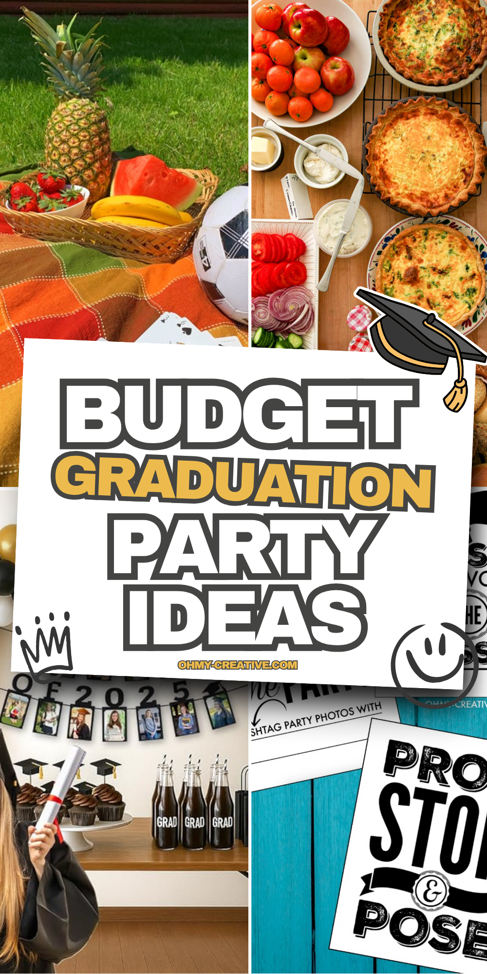 A collage image of Budget Graduation Party Ideas that can help you throw a fun and meaningful celebration without spending too much!