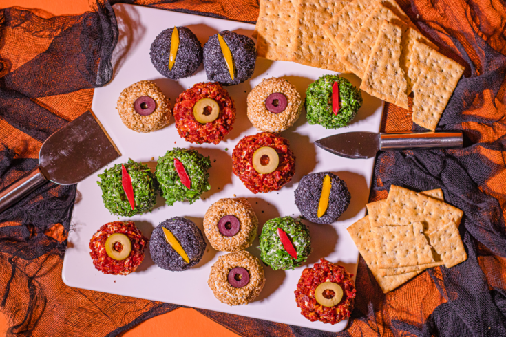 Image for Halloween Cheeseball Recipe: Goat Cheese Eyeballs
