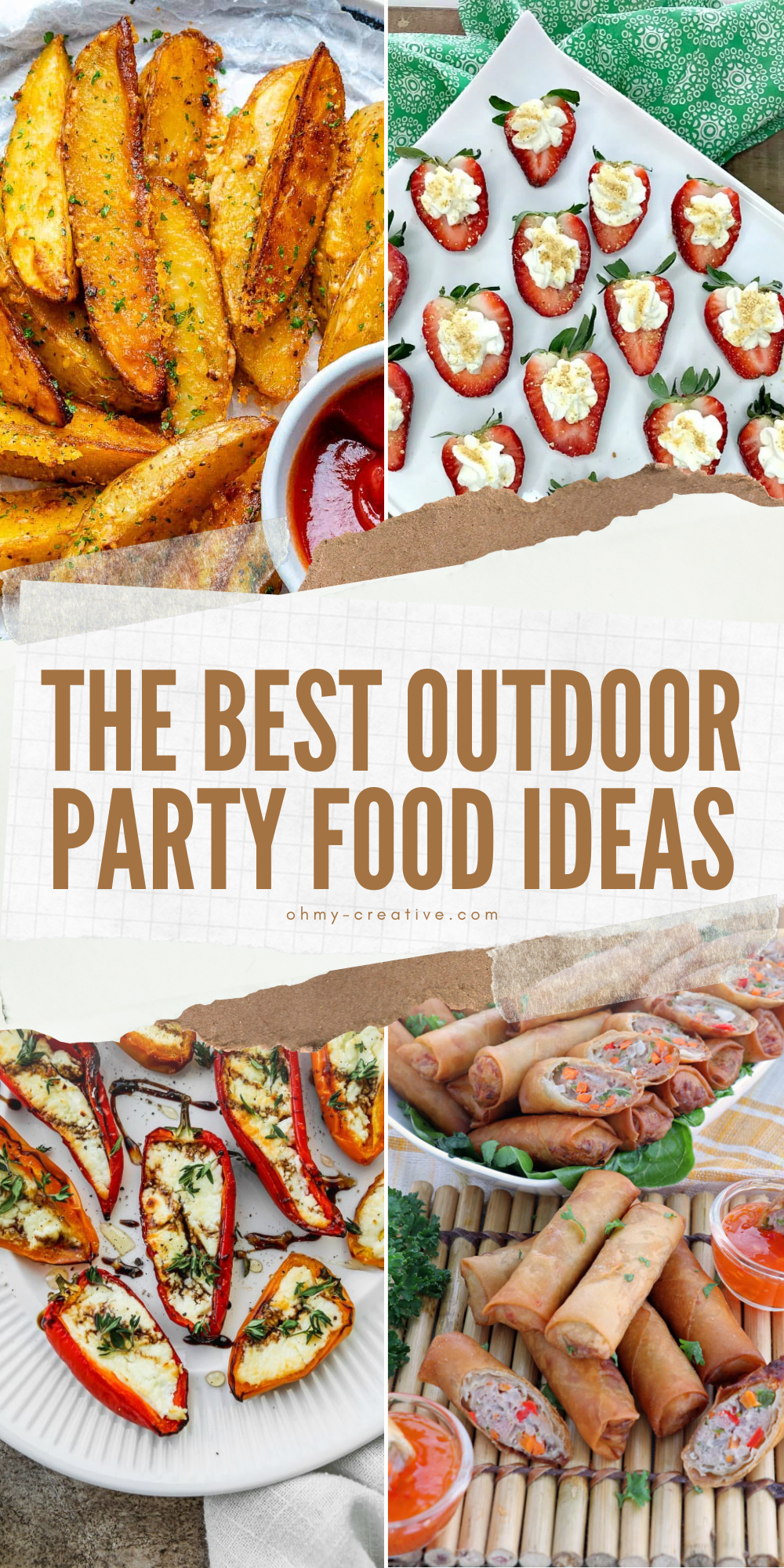 A collage image of Outdoor Party Food Ideas that will leave your guests full and happy!