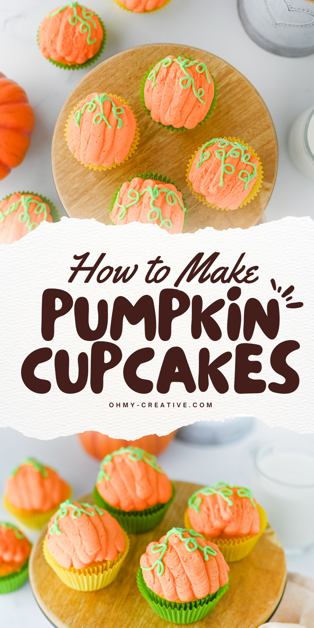 An image of Pumpkin Cupcakes you can make for your next party!