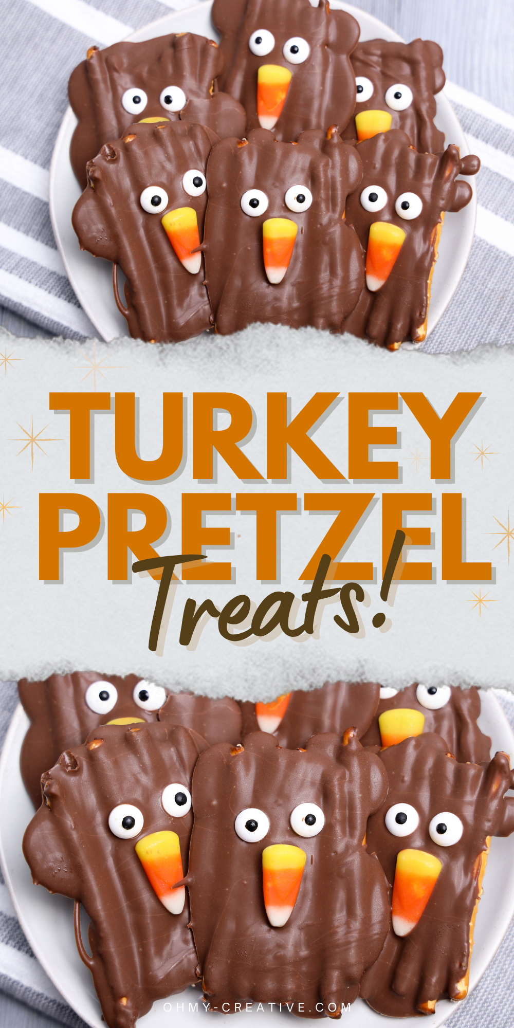 An image of Turkey Pretzel Treats to bring a smile to the holiday table!
