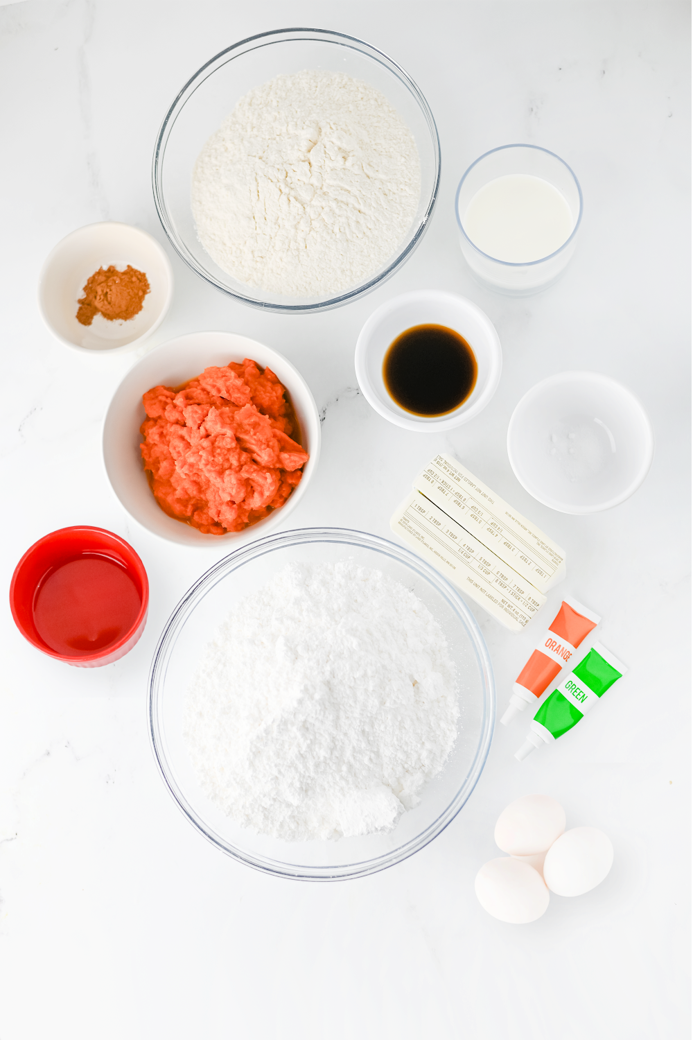 Ingredients for making Pumpkin cupcakes.