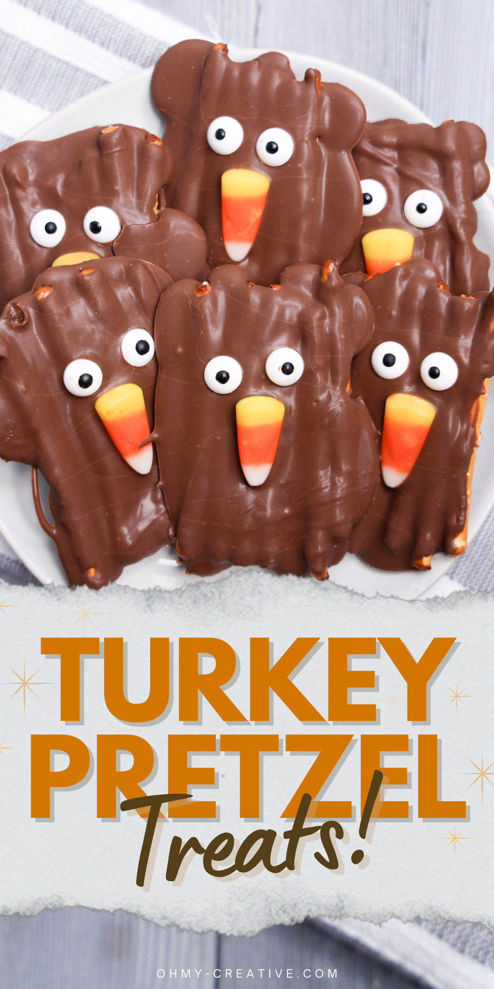 An image of Turkey Pretzel Treats to bring a smile to the holiday table!