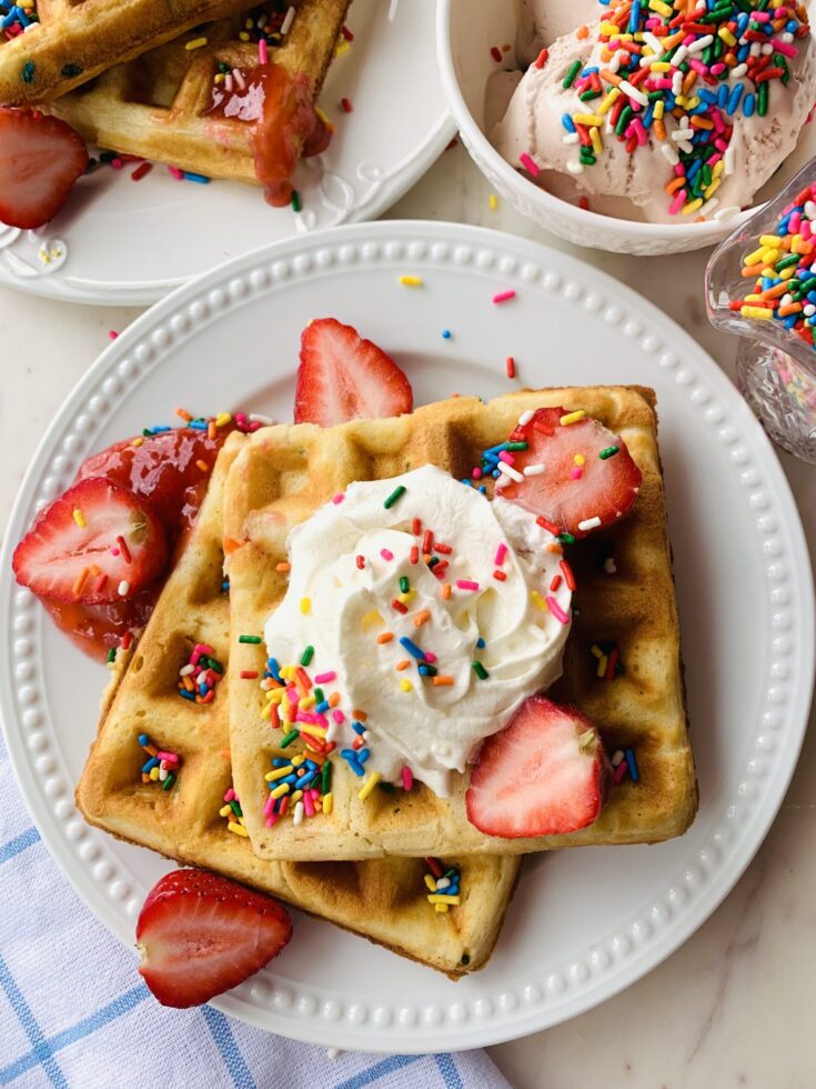 Image for Confetti Waffles with Strawberry Syrup