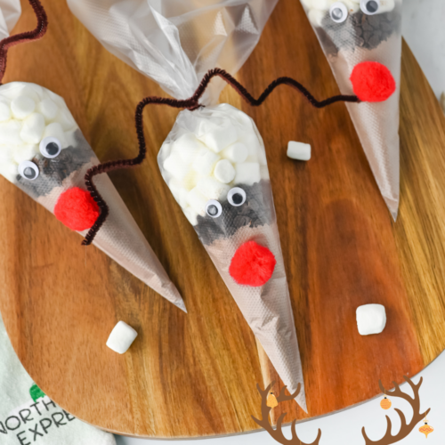 An image of Reindeer Hot Chocolate Cones great for party favors this Christmas!