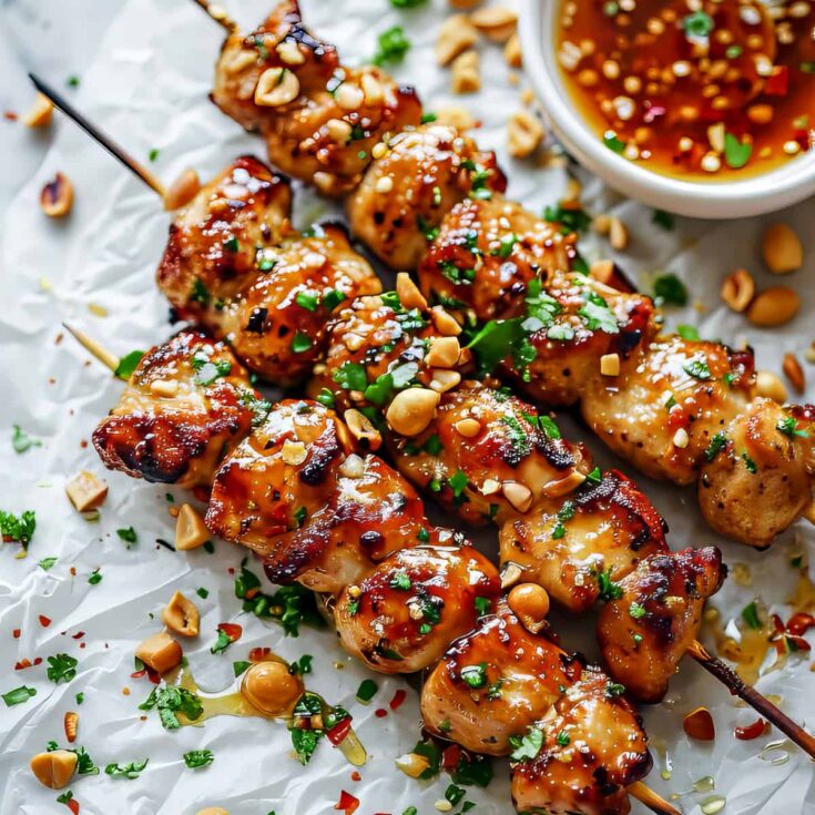 Image for Easy Grilled Asian Chicken Skewers with Honey Garlic Sauce