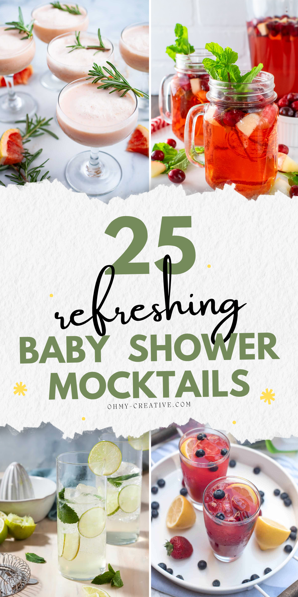 A collage image of Baby Shower Mocktails to honor the mom-to-be most sweetly!