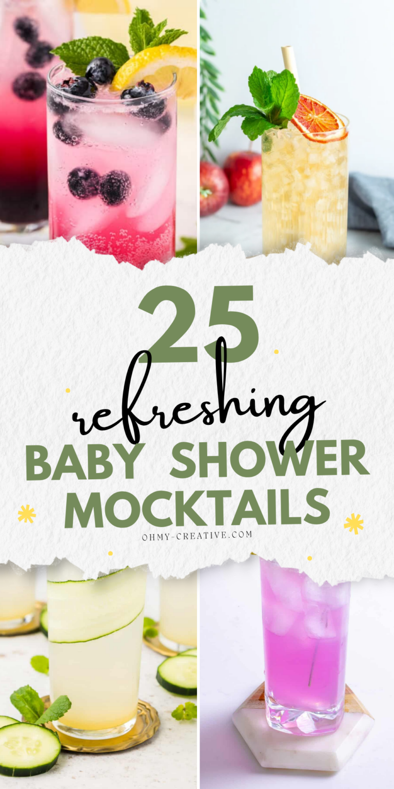 A collage image of Baby Shower Mocktails to honor the mom-to-be most sweetly!