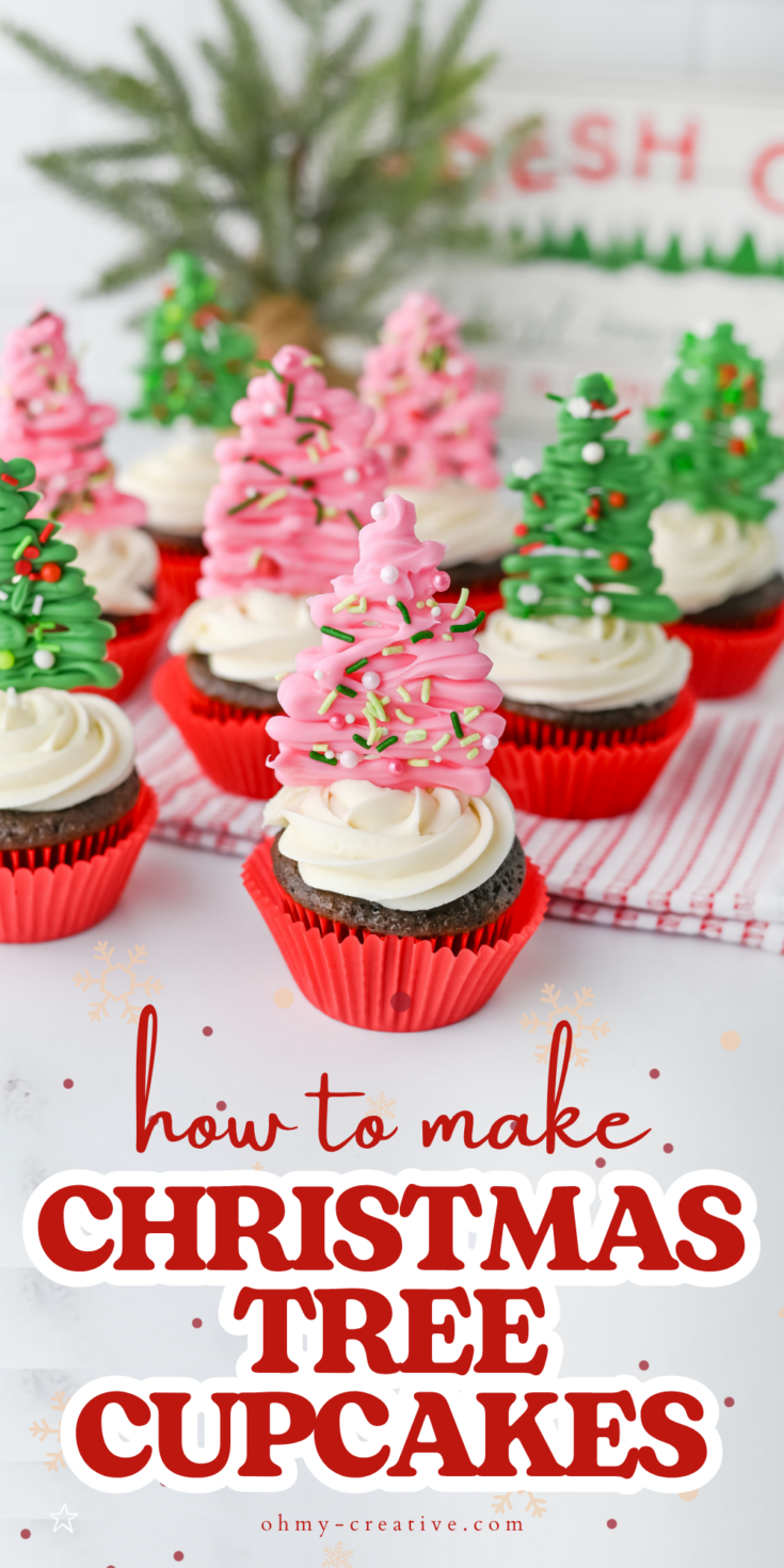 An image of Christmas Tree Cupcakes to add a sweet touch to the season!