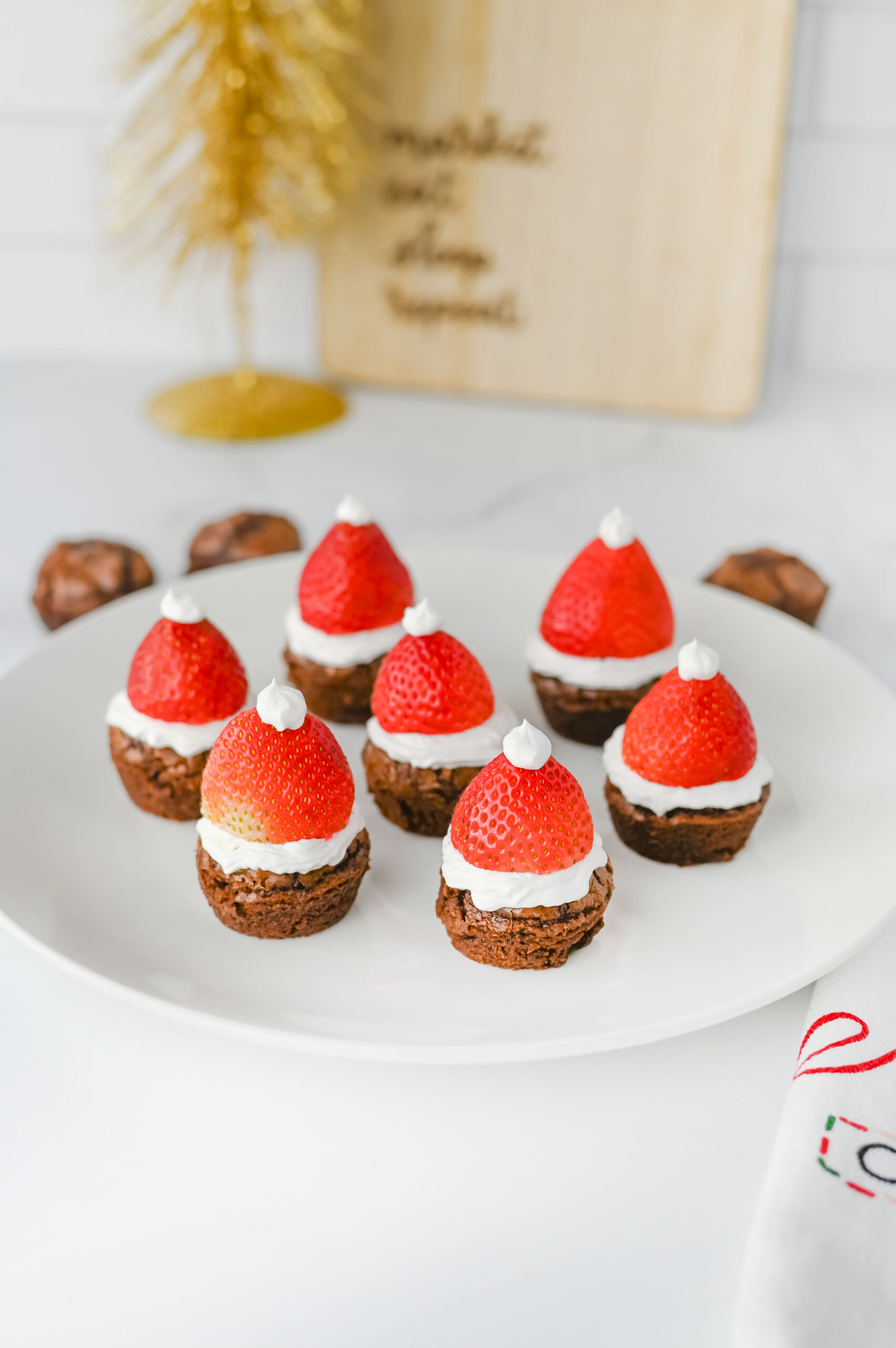 An image of Santa Hat Brownie Bites.