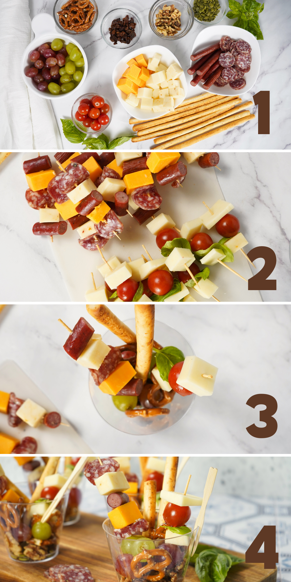 A step-by-step process on how to make Individual Charcuterie Cups.