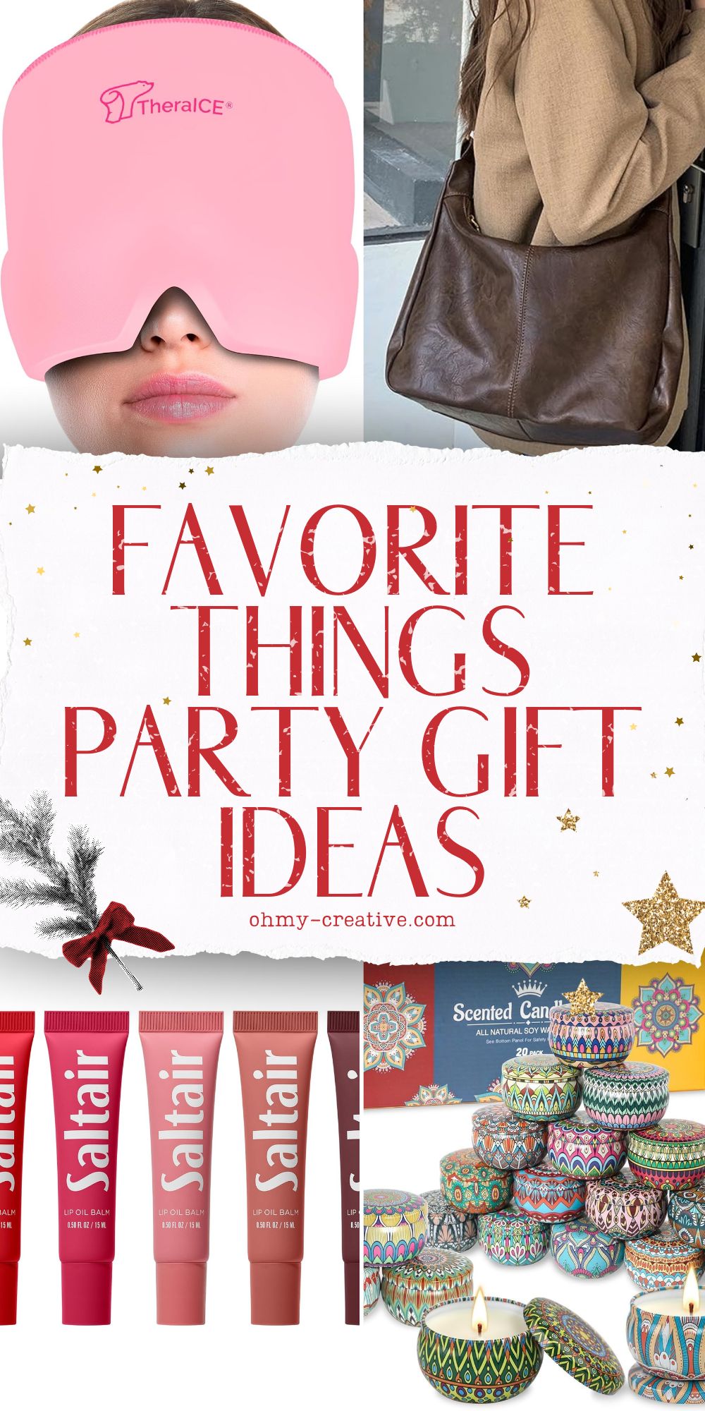 A collage image of Favorite Things Party Gift Ideas help you share joy!