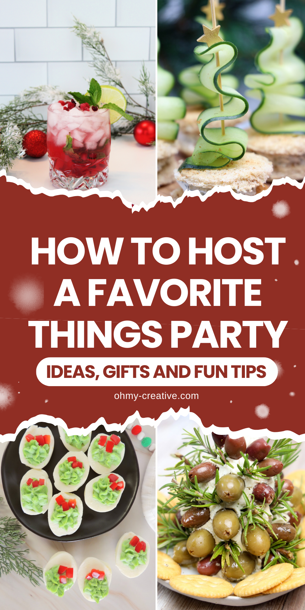 A collage image of Favorite Things Party Ideas to make the party cheerful and lively!