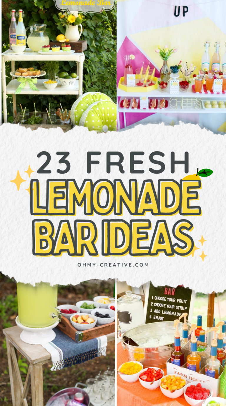 A collage image of Lemonade Bar Ideas that work well for warm days, outdoor parties, and casual gatherings!