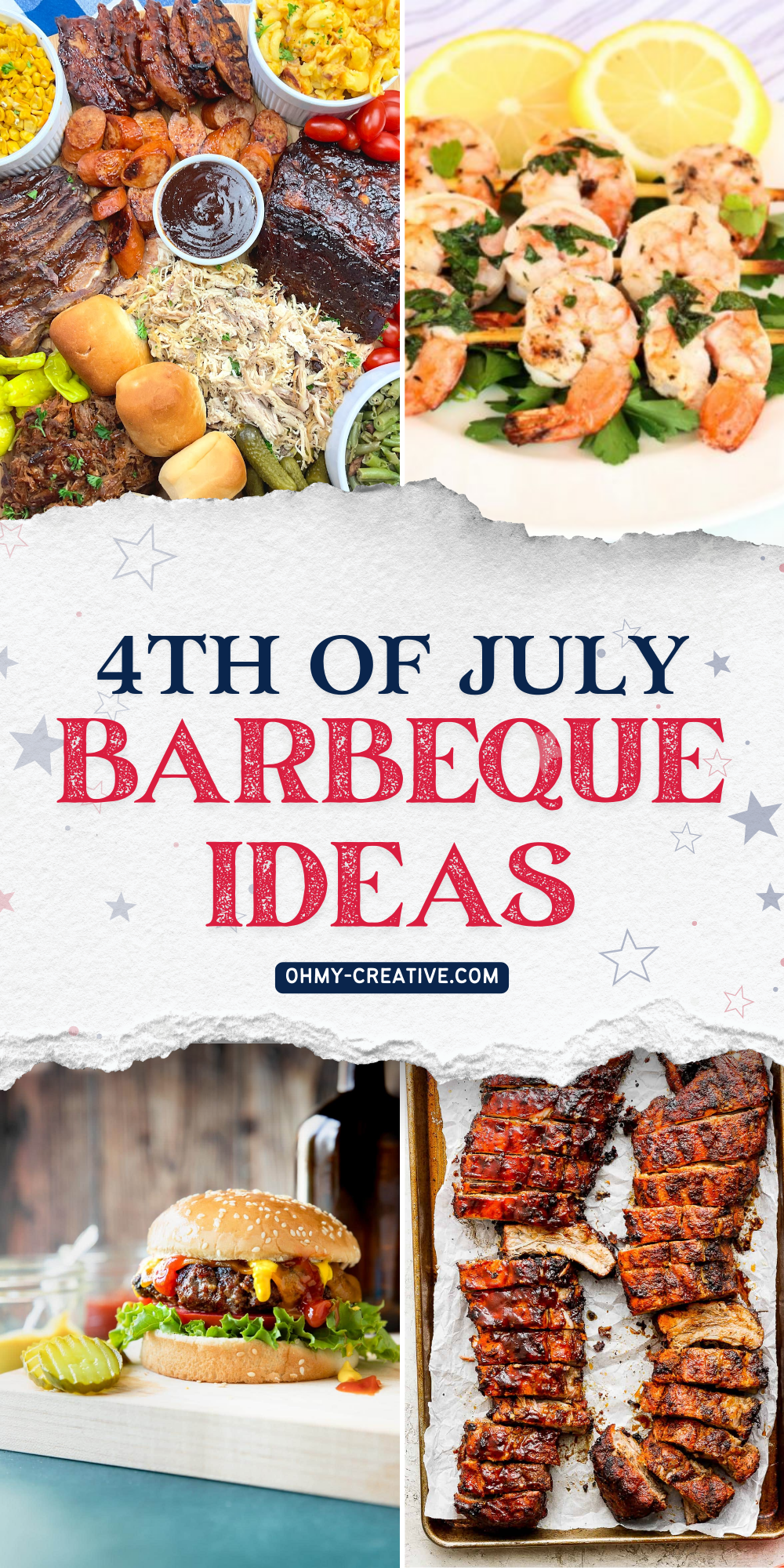 A collage image of 4th of July Barbeque Ideas to make while celebrating America’s birthday.