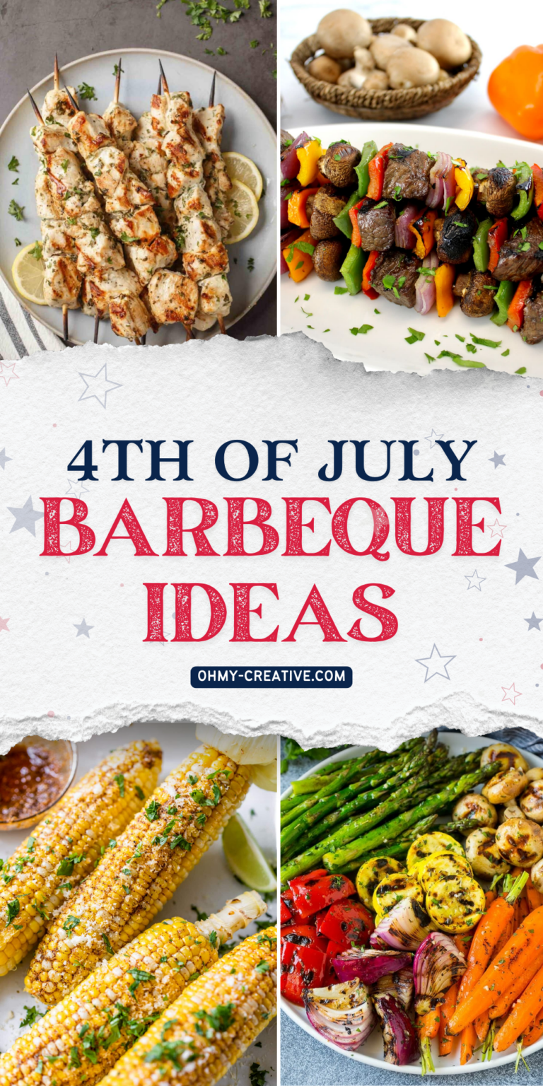 A collage image of 4th of July Barbeque Ideas to make while celebrating America’s birthday.