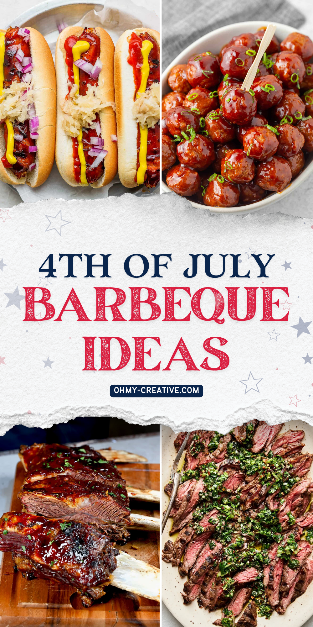A collage image of 4th of July Barbeque Ideas to make while celebrating America’s birthday.
